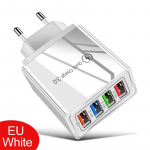 4 USB EU US pistikuga laadija kiirlaadimine 3.0 telefoniadapterile iPhone 14 Pro Max tahvelarvutile kaasaskantav seinale kinnitatav mobiiltelefoni laadija EU Plug