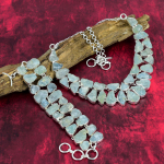 Karedast akvamariinist v&auml;&auml;riskividest ehted, 925 naelsterlingist valmistatud kaelakee ja k&auml;ev&otilde;ru ehete komplekt, k&auml;sitsi valmistatud h&otilde;bedast ehtekomplekt, uhked ehted Adjustable With 8"-18" sinine