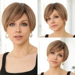 HAIRCUBE Naiste juustest parukad koos tukkidega, pitsilised eesmised parukad Pixie l&otilde;ikega parukas Blond Looduslikud l&uuml;hikesed parukad kihilised lainelised beige
