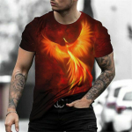 Suvised meeste T-s&auml;rgid 3D Phoenix Print Graafilised l&uuml;hikeste varrukatega topid Mood Hip Hop T-s&auml;rgid Meeste Suur T-s&auml;rk Vintage meeste r&otilde;ivad 2XL