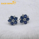 Sace Gems 100%925 Sterling H&otilde;be Safiir K&otilde;rvar&otilde;ngad S&auml;delevad K&otilde;rge S&uuml;sinikusisaldusega Teemandid Pulmad Kihlumine Pidulikud Peened Ehted Kingitused sinine