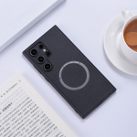 Magsafe magnetiline juhtmevaba laadimis&uuml;mbris Samsung S24 Ultra S24 + S23 S22 + Galaxy S21 Plus S20 FE luksuslik PU-nahast kate For S24 punane