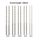10 tk Eriti Pikk HSS Kiirterasest Puuriterade Komplekt 2mm, 3mm, 3.5mm, 4mm, 5mm Terad