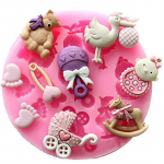 Baby Shower Silikoonist Fondant Koogi Vorm &Scaron;okolaad K&uuml;psetus Sugarcraft Decor MEIfang roosa