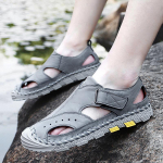 Meeste br&auml;nd Ehtsast nahast Suvised Uued vabaaja lamedad sandaalid Rooma rannajalatsid Meeste tossud Madalad kiilud Kingad Suur suurus 38-47 38 pruun