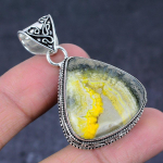 Bumblebee Jasper Gemstone Handmade 925 Sterling Silver Gift Pendant 1.97 q1q28