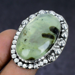 Prehnite Gemstone handmade 925 Sterling Silver gift Jewelry Ring Size 9 L2K54