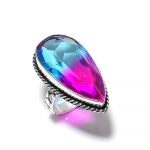 Natural Bi-Color Tourmaline Gemstone 925 Sterling Silver Ring Size 9 c7r13