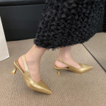 mood Uued Elegantsed K&otilde;rged kontsad H&otilde;bedased pumbad Naised Suvised Slingbacks Terava ninaga peokingad Naine Tugev &otilde;hukese kontsaga sandaalid naistele 41 kuld