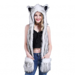 Karusnahast kapuutsiga sall kohev Animal Factor t&auml;istaskutega mugav k&otilde;rvaga lameda m&uuml;tsiga sall