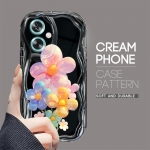 Armas koomiksimustriga kreemjas tekstuuriga korpus, lainelise servaga pehme silikoonkaanega telefoni&uuml;mbris OPPO Reno Realme jaoks OPPO A93 puhas