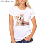 Valge naljakas T-s&auml;rk Naiste riided Suvised topid Corgi Cuties tr&uuml;kitud O kaelusega T-s&auml;rk 2XL valge