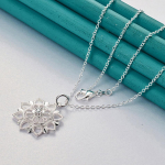 URMYLADY 925 h&otilde;bedane lilleline tsirkoon, 16-30 tolli ripatsiga kaelakee naistele moeehted 40cm