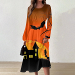 Naiste s&uuml;gis- ja talvine vabaajamoodne &uuml;mara kaelusega pikkade varrukatega pikk kleit L armee roheline v&auml;rv