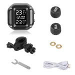 Mootorratta TPMS rehvir&otilde;hu j&auml;lgimiss&uuml;steem &ndash; Juhtmevaba LCD-ekraan, V&auml;lised andurid, Reaalajas r&otilde;hk ja temperatuur, Veekindel IP67 M5 black