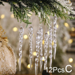 12 tk Klaasist j&auml;&auml;purika kaunistused j&otilde;ulukaunistus Akr&uuml;&uuml;l j&otilde;ulukomplekt Pulmapuu peo plastik I C9R7 Ice Bar Pendant-1pcs