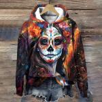 Surnute p&auml;ev Pullover Hoodies Mood Skulls Print Disainer Naiste R&otilde;ivaste Topid S&uuml;gis, avara trendiga naiste dressipluusid S