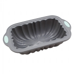 Kurvilise disainiga silikoonist leivavorm, toidukvaliteediga mittenakkuva silikoonist k&uuml;psetusvorm koogi jaoks, metallist tugevdatud raam. One Size hall v&auml;rv