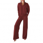 2 tk/komplekt Naiste &uuml;laosap&uuml;kste komplekt V kaelusega pikkade varrukatega avar dressipluus elastne v&ouml;&ouml;koht laia s&auml;&auml;rega dressip&uuml;ksid sportlik riietus s&uuml;gis vabaaja spordidress L veinipunane v&auml;rv