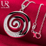 925 Sterling h&otilde;bedane spiraalne tsirkoonist ripats Kaelakee Moodsad pulmaehted O-45CM