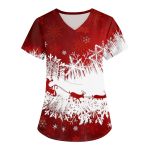 Suur suurus tr&uuml;kiga meditsiiniline t&ouml;&ouml;uniform pealsed naistele V-kaelusega j&otilde;ulutr&uuml;kiga l&uuml;hikeste varrukatega l&otilde;busad T-s&auml;rgid t&ouml;&ouml;riided taskutega XXXXXL