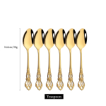 Kvaliteetne kullast 304 roostevabast terasest s&ouml;&ouml;giriistade komplekt L&auml;&auml;ne stiilis &otilde;htus&ouml;&ouml;gi nugade kahvli lusikaga s&ouml;&ouml;giriistade komplekt koos hoiurestiga 6pcs-dessert fork