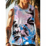 Meeste 3D-print Hawaiian varrukateta vest Suvine ranna vetelp&auml;&auml;stja vabaaja riietus Meeste &uuml;mara kaelusega v&auml;li spordi T-s&auml;rk S-5Xl XXL
