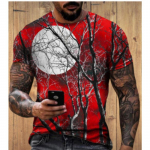 Meeste unisex T-s&auml;rk Tee Moon mustriga &uuml;mmarguse kaelusega 3D Halloween vabaaja l&uuml;hikeste varrukatega s&auml;rk S