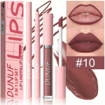 2 tk matt huulel&auml;ige ja huulelaineri komplekt veekindel huuleglasuur higikindel kauakestev universaalne nahaga &uuml;hilduv punane toon, kreemjas tekstuur 10