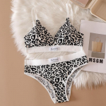 Naiste &otilde;mblusteta seksikas rinnahoidjakomplekt Madala v&ouml;&ouml;kohaga alusp&uuml;ksid Leopard Bralette naistepesu Vneck Sport rinnahoidja Naiste puuvillane intiimpesu One Size must