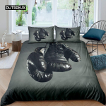Poksiteemaline tekikottide komplekt Spordim&auml;ngude teema &Uuml;heinimesevoodi komplekt Mikrokiud Poksikindad Atleedi siluett Kuninganna Kuningas Tekikate AU Single(140x210cm)