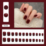 24 tk S&uuml;gis- ja talvine Burgundia katkine v&auml;lklamp, viimistletud k&uuml;&uuml;nte eemaldatav kleebis Interneti-kuulsuse v&otilde;ltsk&uuml;&uuml;s Pure Desire Nail Piece Nail