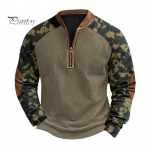 Meeste kevads&uuml;gisene 3D digitaalse kamuflaažiga tr&uuml;kiga poolt&otilde;mblukuga V-kaelusega elastsed k&auml;tised ja all&auml;&auml;re pullover v&auml;lisspordiks treeninguteks 5XL C