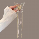 Korea Butterfly Pearl Tutt Juukseklamber Naiste Rhinestone Tutt Klamber Crystal Lihtne Juuksek&uuml;&uuml;s Klamber Haikrabi Klambrid T&uuml;drukutele Juuksen&otilde;el Juuste Aksessuaarid 1pcs kuld