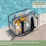Suur l&auml;bipaistev reisi tualett-tarvete kott &ndash; veekindel PVC ranna- ja vannihoiuk&auml;ekott zipper handheld beach bag must