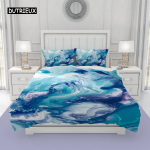 Marmorist tekikotikomplekt Marmorist voodipesukomplekt Sinine Kuld Abstraktne Tekstuur Laste Voodipesu Kahekohaline Queen Size King Size Pol&uuml;ester Tekikott EU single(135x200cm)