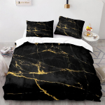 Marmorist tekikott komplekt King/Queen suurus Valge Kuldne Abstraktne Marmori tekstuuriga Tr&uuml;kitud Voodipesu komplekt Abstraktne Pol&uuml;ester Tekikate 140x200cm 3pcs black