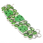 Cameo, Tsavorite Ethnic 925 Sterling Silver Bracelet 7-8 q9a59