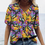 Butterfly lilleline graafika 3D prindiga T-s&auml;rgid Naiste Y2k topsid T-s&auml;rgid V kaelusega Naine Harajuku T s&auml;rk Naine Suured vabaajariided S