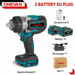 ONEVAN 2800N.M 2800W harjadeta elektriline l&ouml;&ouml;kmutriv&otilde;ti 1/2-tolline juhtmeta l&ouml;&ouml;kv&otilde;ti kruvikeeraja t&ouml;&ouml;riist Makita 18V aku jaoks 2 Battery Set A