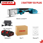 ONEVAN Harjadeta elektriline p&otilde;rkv&otilde;ti 1/2'' 1000 NM eemaldamiskruvi mutter 4800 p/min autoremondi elektrit&ouml;&ouml;riist Makita 18 V aku jaoks 2 Battery EU Plug