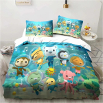 Uus 3D multifilm Octonauts voodipesukomplekt Magamistoa &uuml;heinimese kaheinimesevoodi Kuningliku suurusega tekikott ja padjap&uuml;&uuml;r Laste s&uuml;nnip&auml;evakingitus 135X200cm-2pcs