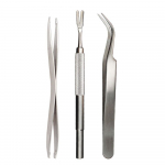 Roostevabast terasest kraapimiskonksu pintsettide klambrite komplekt kassi koera puugi eemaldamiseks lemmikloomade kirbu eemaldamise t&ouml;&ouml;riist Lemmikloomade hooldustarbed