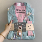 Uus naiste puhkeriiete 2-osaline komplekt Pj komplektid lahtised multifilmid naiste komplektid, 100% puuvillased pidžaamad naistele vabaaja magamisriiete komplekt pidžaama L