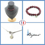 Pierres et Min&eacute;raux. Parure bijoux Bracelet Collier 10 Perles L&eacute;pidolite 8 mm. Chaine en Taille personnalisable.