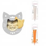 Kit pour biscuit en relief Chat + 2 Stylos au chocolat blanc et orange