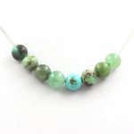Pierres et Min&eacute;raux. Collier perles Aventurine + Jade + Chrysocolle de Namibie + Turquoise Chaine en acier inoxydable.