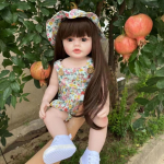 BZDOLL 55 CM 22 tolli Reborn nukud Realistlik t&auml;issilikoonist beebi Bebe vasts&uuml;ndinud t&uuml;drukunukk Printsessi v&auml;ikelapse m&auml;nguasi Kingitus oranž
