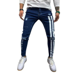 Teksased Meeste Kitsad Triibulised T&otilde;mblukuga Denim Aukudega Pesu Vintage Hip Hop T&ouml;&ouml;p&uuml;ksid Kitsad Prinditud teksad Euroopa Suur Suurus S tumesinine v&auml;rv