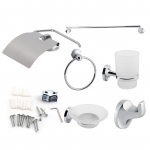 6 tk seinakinnitus vannitoa tualetitarvikute komplekt R&auml;tikuhoidik Hambahari Seebihoidik Paberihoidik valge